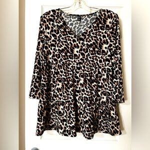 Emery Rose by SHEIN Leopard Tunic Top - XXL